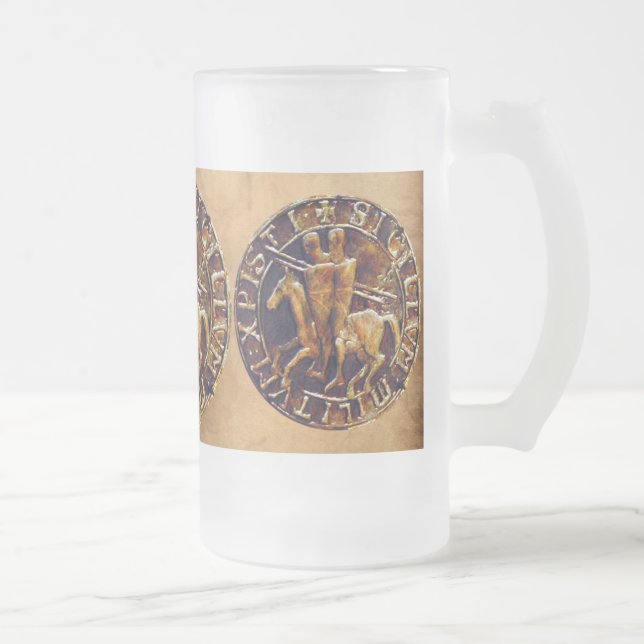 Taza De Cristal Esmerilado Sello medieval de los Caballeros Templarios (Derecha)