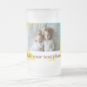 Taza De Cristal Esmerilado sencillo mínimo AÑADIR TU FOTO NAVIDADES de TEXTO 