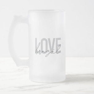 Taza De Cristal Esmerilado Sencillo, moderno, diseño urbano y genial. Amo Bra