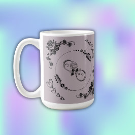 Taza De Cristal Esmerilado Sencillos corazones negros, florales, infinitos en