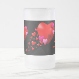 Taza De Cristal Esmerilado Sendero de Corazones -