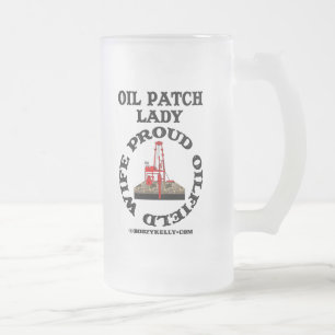 Taza De Cristal Esmerilado Señora del remiendo del aceite, esposa orgullosa