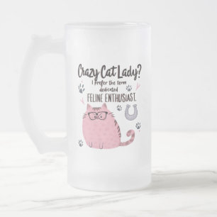 Taza De Cristal Esmerilado ¿Señora Gata Loca? Regalo Divertido para Amantes d