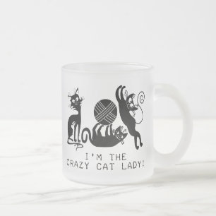 Taza De Cristal Esmerilado Señora loca del gato