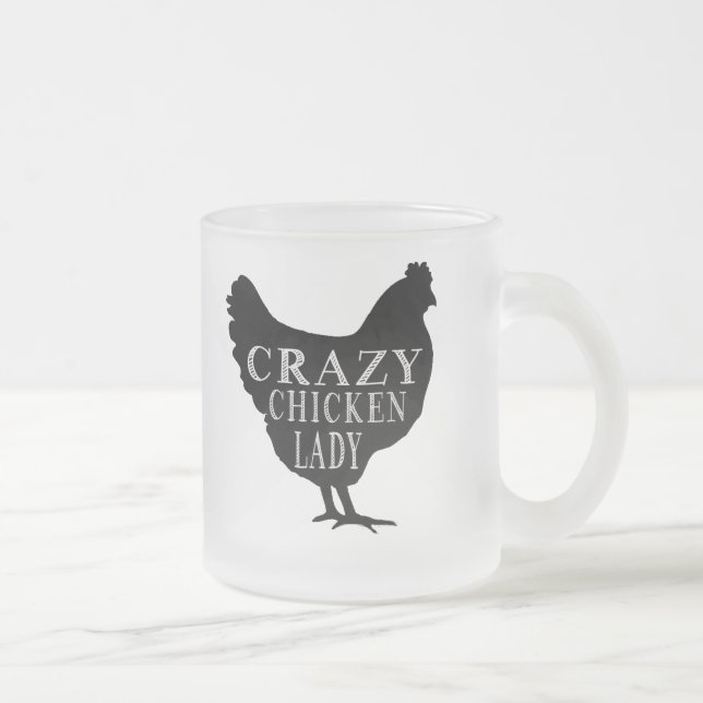 Taza De Cristal Esmerilado Señora loca linda del pollo (Derecha)