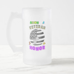 Taza De Cristal Esmerilado Ser un veterano es un honor