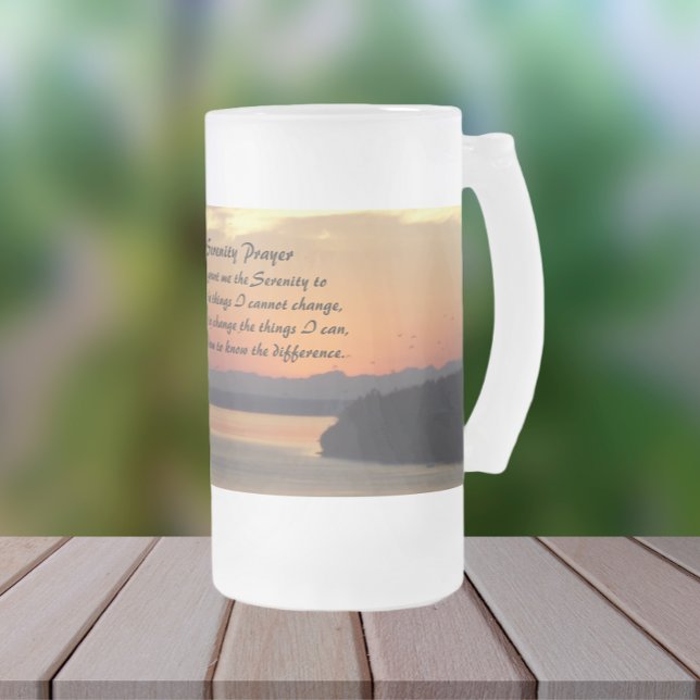 Taza De Cristal Esmerilado Serenity Prayer Naranja Seascape Sunset (In Situ)
