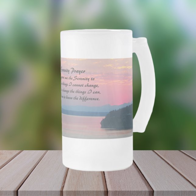 Taza De Cristal Esmerilado Serenity Prayer Pink Seascape Sunset (In Situ)