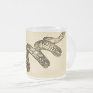 Taza De Cristal Esmerilado Serpiente negra vintage rústica