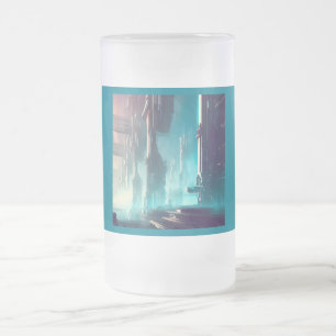 Taza De Cristal Esmerilado SF Ciudad futurista 1
