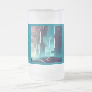 Taza De Cristal Esmerilado SF Ciudad futurista 1
