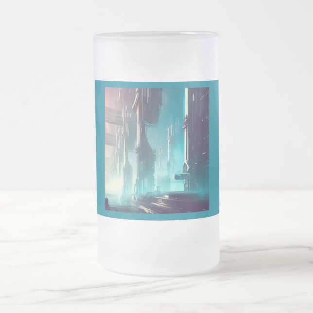 Taza De Cristal Esmerilado SF Ciudad futurista 1 (Centro)