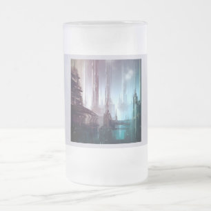 Taza De Cristal Esmerilado SF Ciudad futurista 2