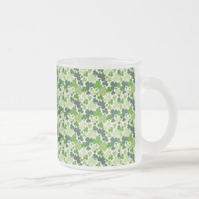 Taza De Cristal Esmerilado Shamrock 10 oz Frosted Glass Mug (Derecha)