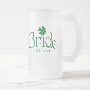 Taza De Cristal Esmerilado Shamrock Bride Beer Stein