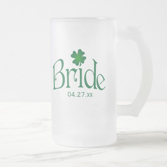 Taza De Cristal Esmerilado Shamrock Bride Beer Stein (Derecha)