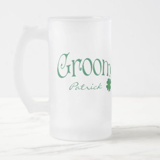 Taza De Cristal Esmerilado Shamrock Groom Beer Stein personalizado