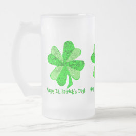 Taza De Cristal Esmerilado Shamrock irlandés brillante verde Guay St Patrick
