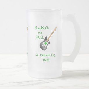 Taza De Cristal Esmerilado ShamROCK & Roll Beer Mug