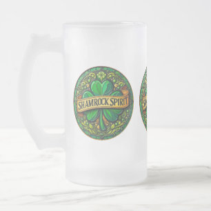 Taza De Cristal Esmerilado Shamrock Spirit Frosted Beer Mug