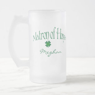 Taza De Cristal Esmerilado Shamrock verde personalizado MOH Beer Stein