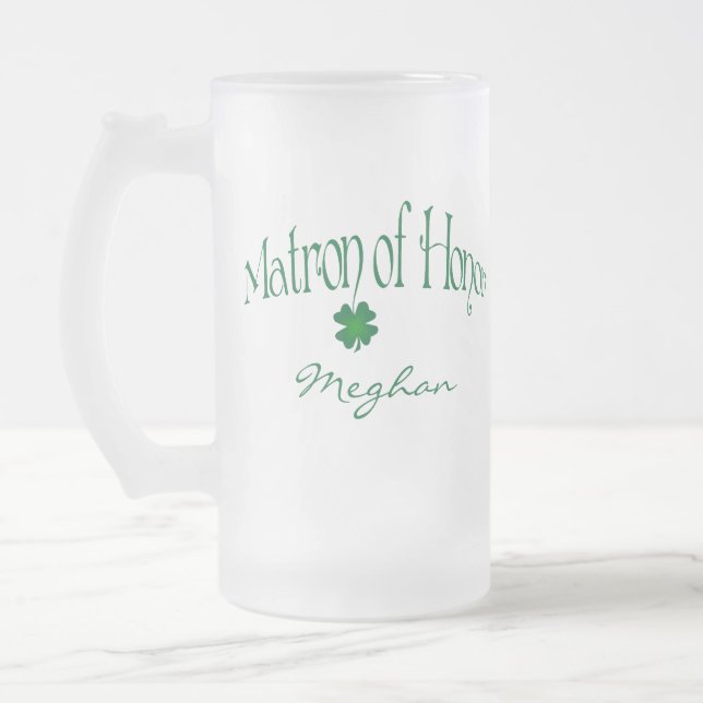 Taza De Cristal Esmerilado Shamrock verde personalizado MOH Beer Stein (Izquierda)