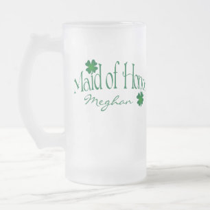 Taza De Cristal Esmerilado Shamrock verde personalizado MOH Beer Stein