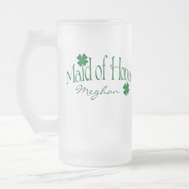 Taza De Cristal Esmerilado Shamrock verde personalizado MOH Beer Stein (Izquierda)