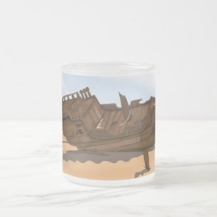 Taza De Cristal Esmerilado Shipwreck con playas
