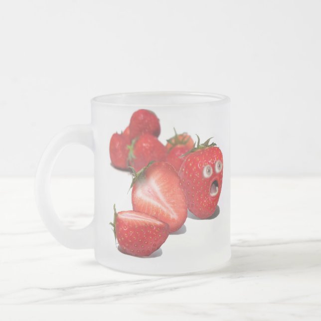 Taza De Cristal Esmerilado Shock de fresa (Izquierda)