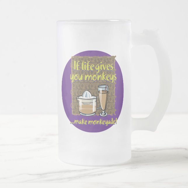 Taza De Cristal Esmerilado Si la vida te da monos Purple BG (Derecha)