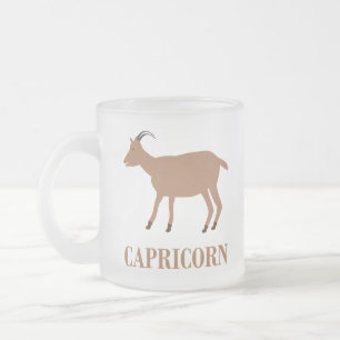 Taza De Cristal Esmerilado Signo de Capricornio Cabra