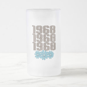 Taza De Cristal Esmerilado Signo de paz de 1968 poder de flores hippie Aqua