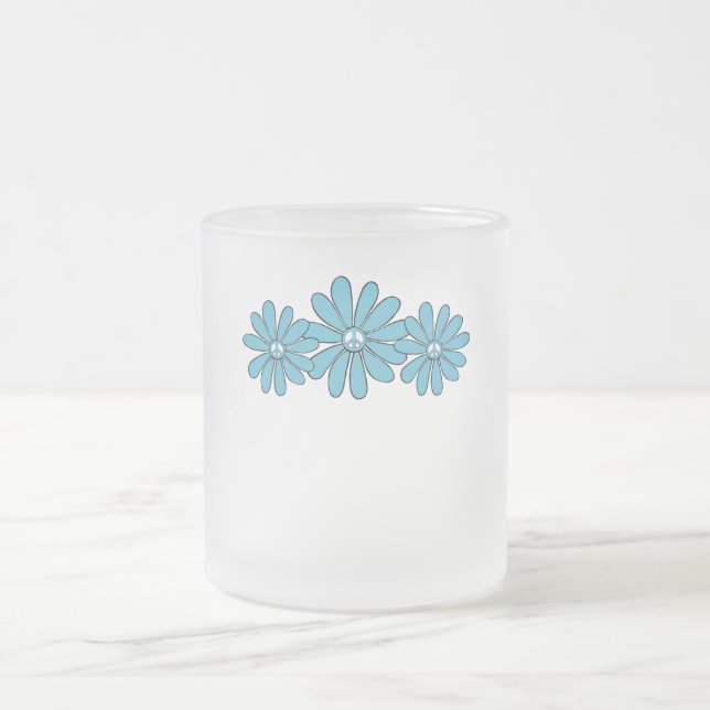 Taza De Cristal Esmerilado Signo de paz hippie acuático (Centro)