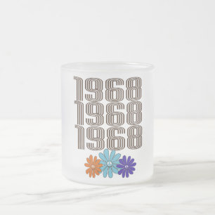 Taza De Cristal Esmerilado Signo de paz hippie de 1968 Naranja Aqua Purple