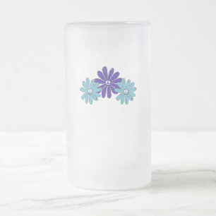 Taza De Cristal Esmerilado Signo de paz hippie flor poder morado Aqua