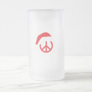Taza De Cristal Esmerilado Signo de Santa Paz Ho Ho Ho Ho Ho con Santa Hat