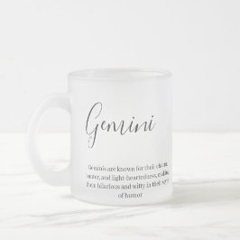 Taza De Cristal Esmerilado "Signo Gemini personalizado Zodiac Nombre y rasgos