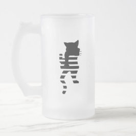 Taza De Cristal Esmerilado Silhouette de gato negro