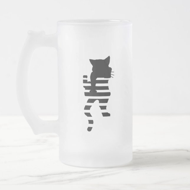 Taza De Cristal Esmerilado Silhouette de gato negro (Izquierda)