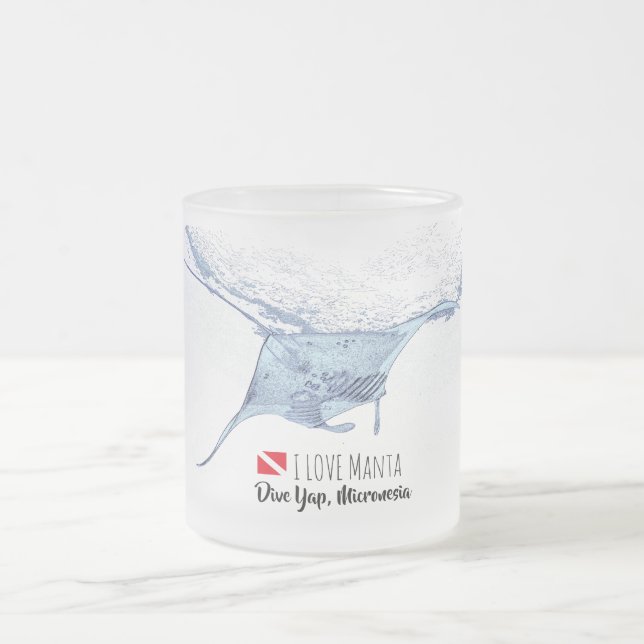 Taza De Cristal Esmerilado Silhouette de manta ray (Centro)