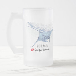 Taza De Cristal Esmerilado Silhouette de manta ray
