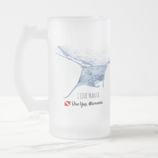Taza De Cristal Esmerilado Silhouette de manta ray (Izquierda)