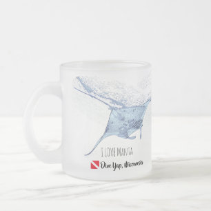Taza De Cristal Esmerilado Silhouette de manta ray
