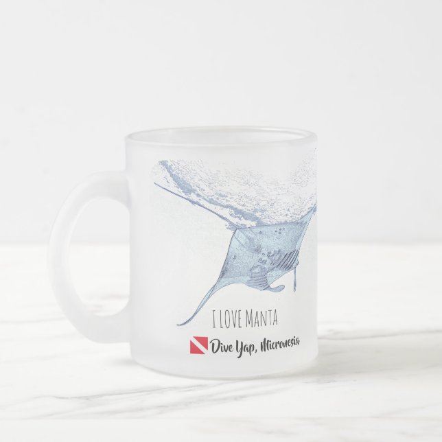 Taza De Cristal Esmerilado Silhouette de manta ray (Izquierda)