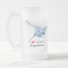 Taza De Cristal Esmerilado Silhouette de manta ray