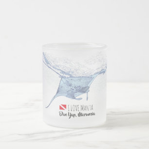Taza De Cristal Esmerilado Silhouette de manta ray