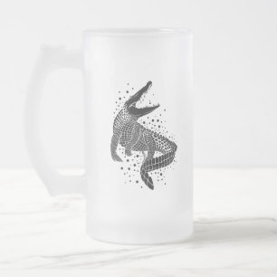 Taza De Cristal Esmerilado Silhouette negra de un cocodrilo
