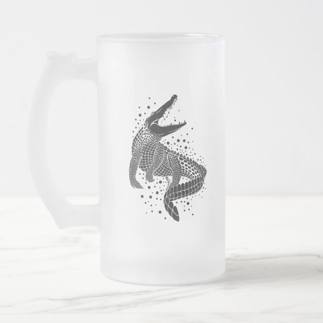 Taza De Cristal Esmerilado Silhouette negra de un cocodrilo (Izquierda)