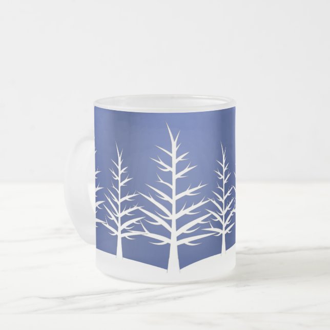 Taza De Cristal Esmerilado Silhouettes de árbol blanco Elegante invierno (Anverso izquierdo)